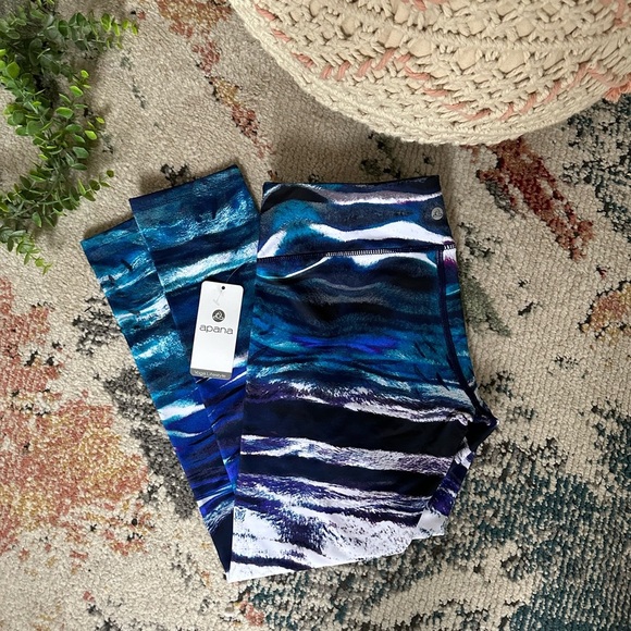 New Apana Women's Vibrant Multi Color Patterned Athletic Yoga Pants Leggings - Picture 10 of 14